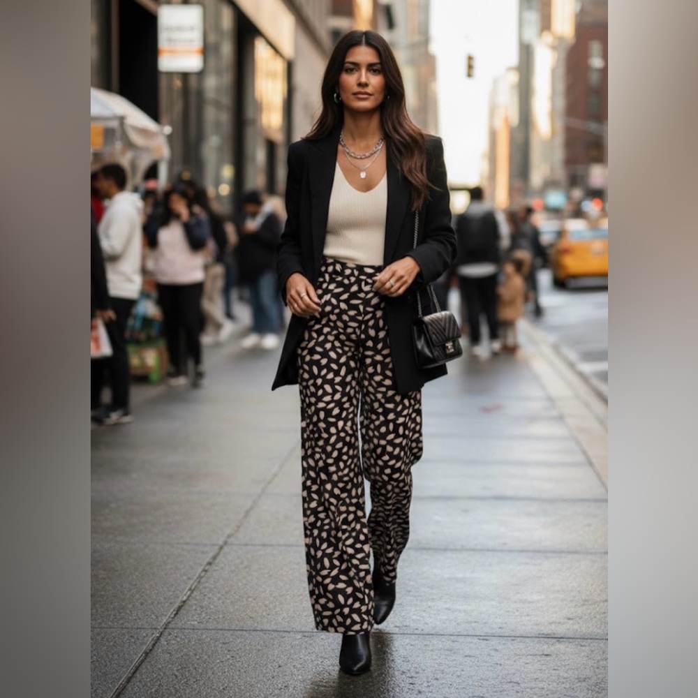 NWOT SHEIN Black and Tan Wide Leg Jumpsuit